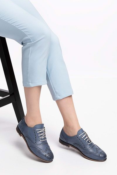 Gondol Pantofi casual cu talpă anatomică din piele naturală Esfa.109 - Albastru - 36