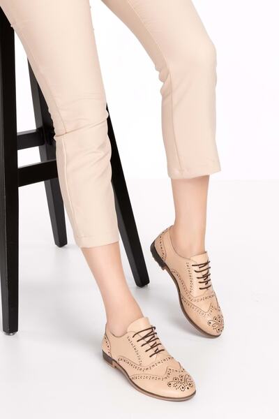 Gondol Pantofi casual de damă, bej, din piele naturală, cu talpă anatomică