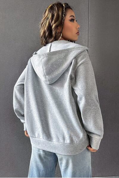 MODAGEN Dámský kalifornský šedý oversize cardigan s potiskem