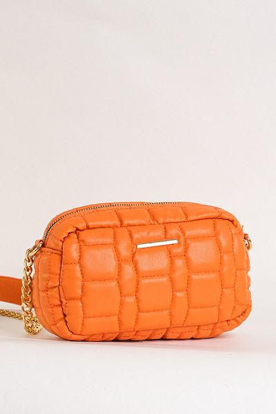 Çantacımstore Women's Chain Quilted Mini Crossbody Bag Orange 3050
