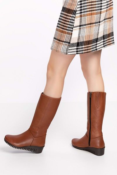 Gondol Γνήσιο δέρμα Ζεστή εσωτερική επένδυση Wedge Sole Boots- Gndl.2007 - Tan - 41