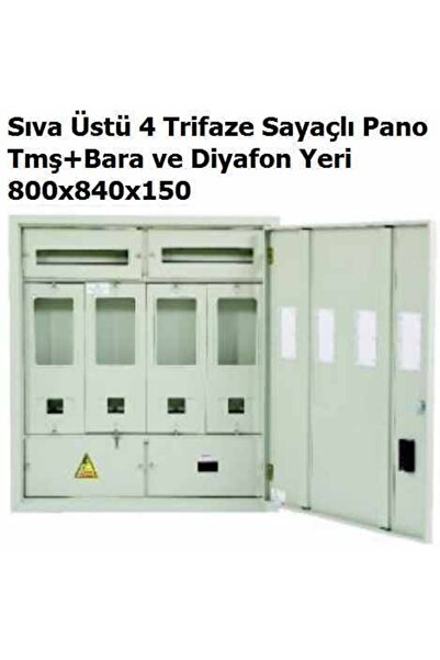 TP ELEKTRİK Sıva Üstü 4 Trifaze Sayaçlı Pano