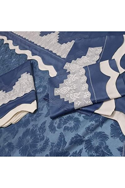 Mira طقم بيكيه دانتيل مصنوع يدويًا - أزرق بترولي