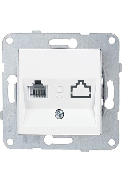 Netelsan Byobu White Telephone Numeris Socket (cat-3) Frameless