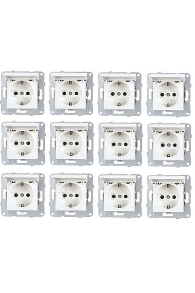 Netelsan 12 Pieces White Covered Grounded Socket Frameless