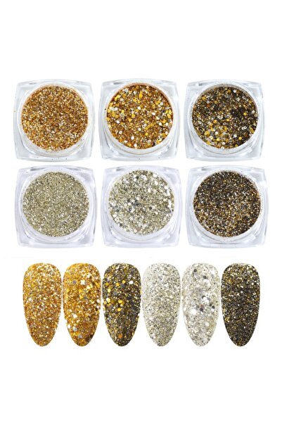 Beauty Box 6'lı Glitter Set Nail Art Resin Art Kalıcı Oje Protez Tırnak Süsle...