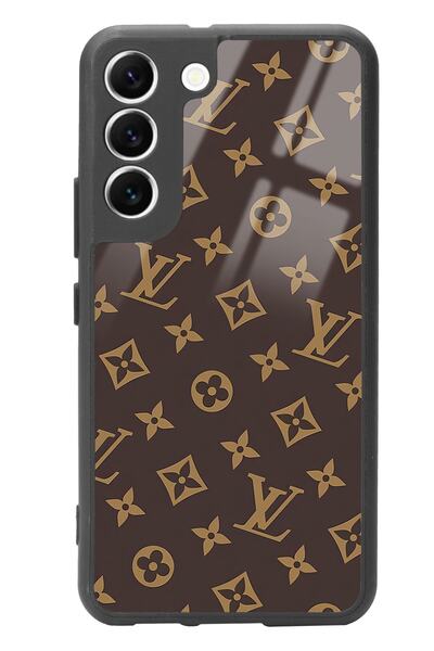Spoyi Samsung S22 Kahverengi Lv Tasarımlı Glossy Telefon Kılıfı