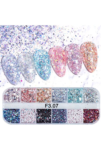 Beauty Box 12'li Glitter Set Nail Art Resin Art Tırnak Süsleme Kalıcı Oje Pro...