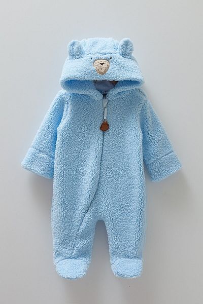 Caramell Cold Bear Patterned Baby Romper with Teddy Bear