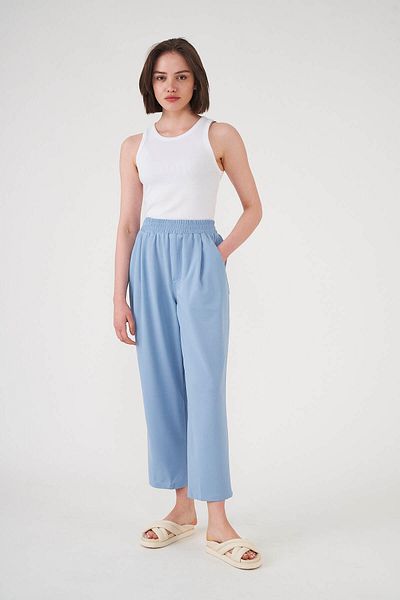 Mevra Elastic Waist Trousers Ice Blue
