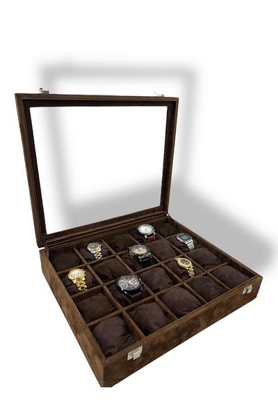Dijital Çarşı Richbox 20-Piece Watch Box Suede Brown