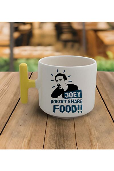 RHG Art Double Turkish Coffee Cup Latte Friends Tv Series Joey Doesnt Share Yellow Handle Mug 200ml