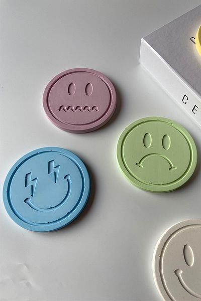 sin istanbul Set of 6 Colorful Emoji Coasters Concrete