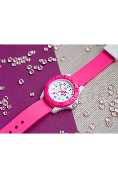 Q&Q Vr96j025y10 Atm Waterproof Pink Girl's Wristwatch