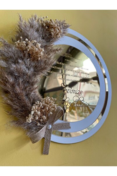 AralsTasarım Kişiye Özel Isimli Beyaz Gold Pampaslı Pleksi Ahşap Kapı Süsü