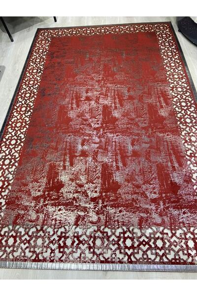 Tuğra Halı Tuğra Bordo Lazer Kesimli Deri Halı Güldağı Exclusive