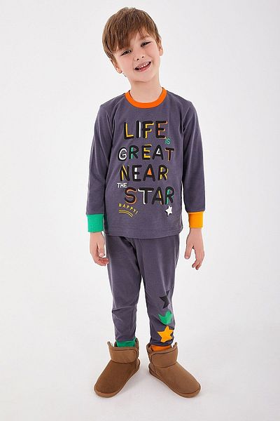 Rolypoly Life Great Near Star Anthracite Boy's μακρυμάνικο κοστούμι πιτζάμα
