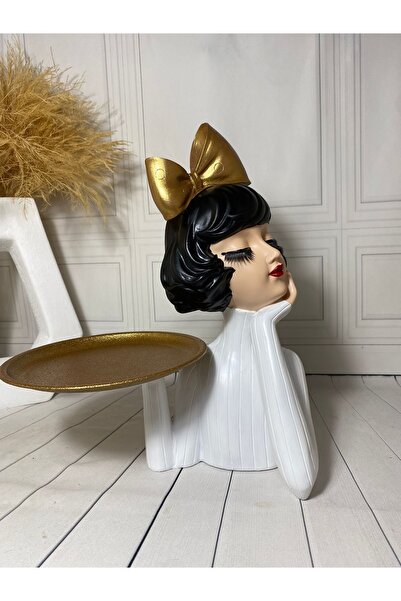 biomaxi plus Tepsili Kız Sunumluk Antik Altin&beyaz (34 Cm X 27 Cm)