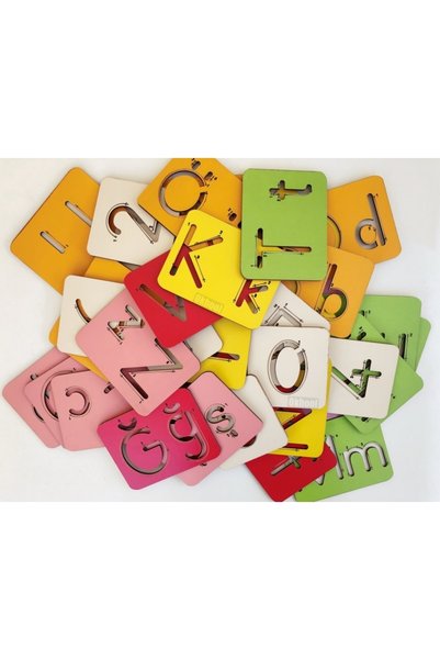 Okhool Wooden Alphabet Number Learning Guide Set