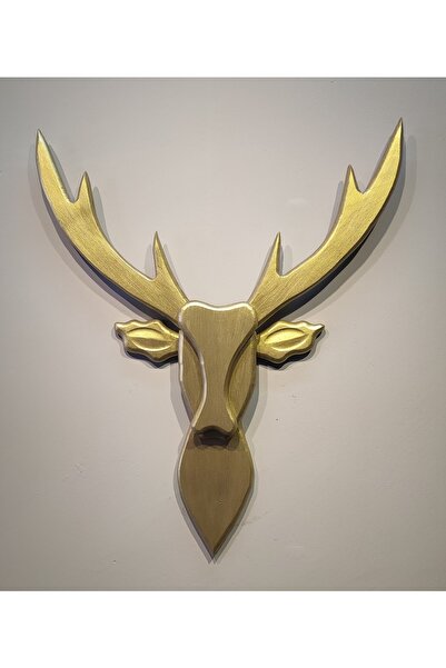 Shopkutuk Ahşap Geyik Kafası / Dekoratif Aksesuar / Gold