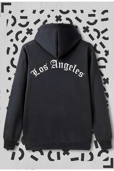 Jooy Company Hanorac negru cu glugă scris Los Angeles