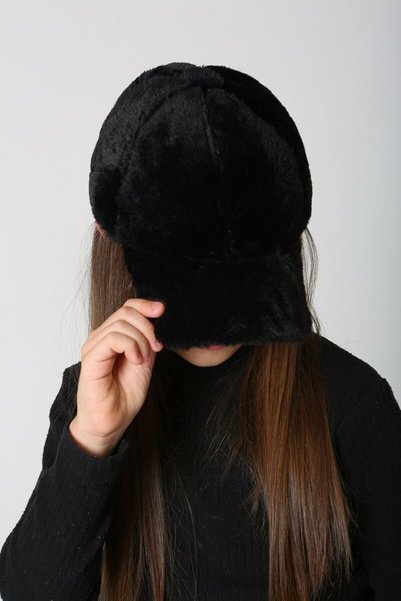 Fertile Girl's Black Plush Cap Hat Frt454
