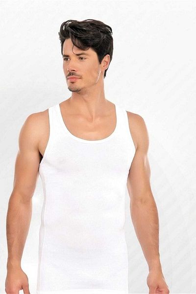 Seher Tricou pentru bărbați, alb, clasic din bumbac pieptănat