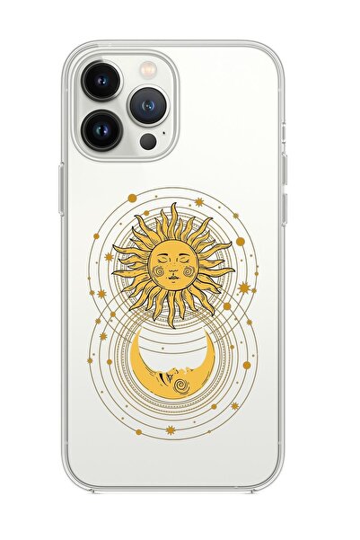 mooodcase Iphone 14 Pro Max Uyumlu Moon And Sun Desenli Şeffaf Silikonlu Telefon Kılıfı
