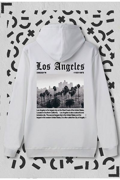 Jooy Company Λευκό φούτερ με κουκούλα με στάμπα Los Angeles City
