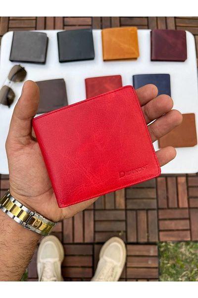 DERKON Ola Vintage Leather Red Wallet