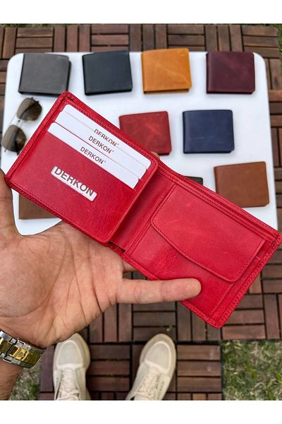DERKON Ola Vintage Leather Red Wallet