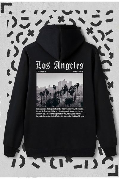 Jooy Company Los Angeles City Printed Black Hooded Sweatshirt