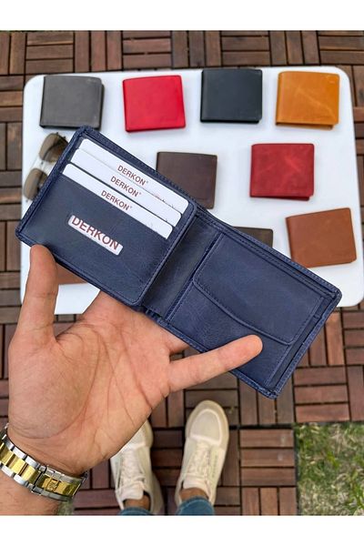 DERKON Ola Vintage Leather Navy Blue Wallet