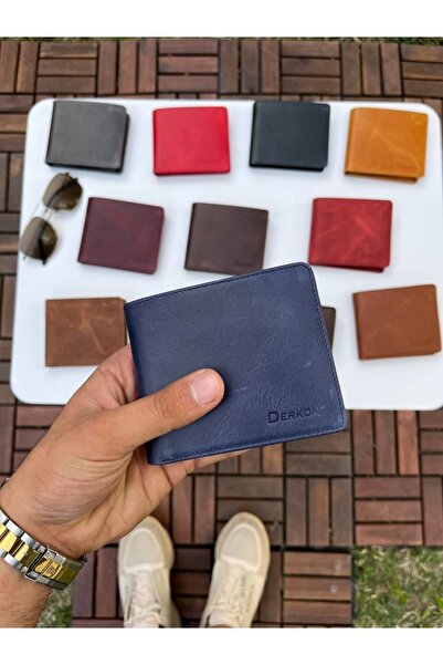 DERKON Ola Vintage Leather Navy Blue Wallet