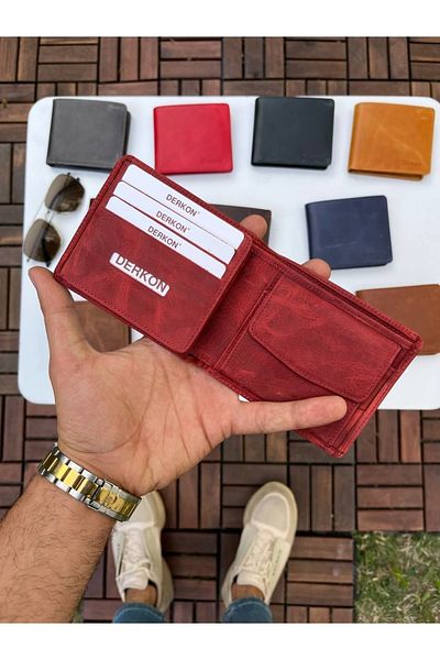 DERKON Ola Vintage Leather Tiguan Red Wallet