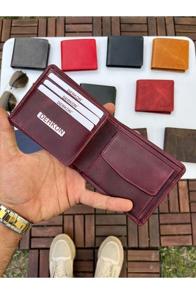 DERKON Ola Vintage Leather Claret Red Wallet