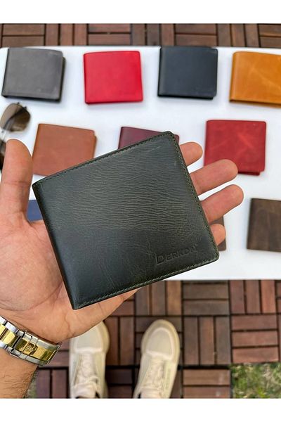 DERKON Ola Vintage Leather Green Wallet