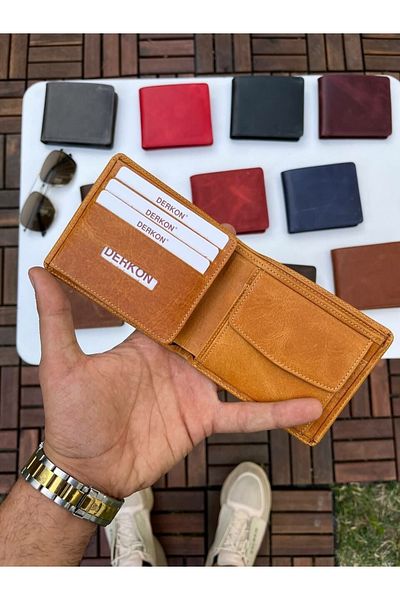 DERKON Ola Vintage Leather Yellow Wallet