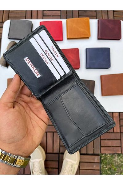 DERKON Ola Vintage Leather Black Wallet