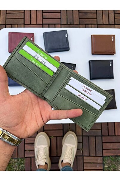 DERKON Noyi Vintage Δερμάτινο Πράσινο Πορτοφόλι