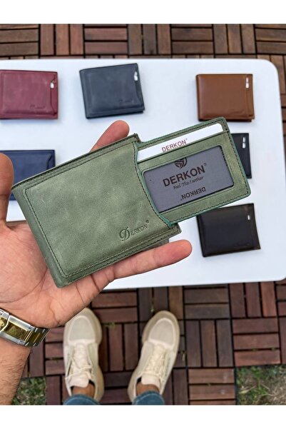 DERKON Noyi Vintage Δερμάτινο Πράσινο Πορτοφόλι