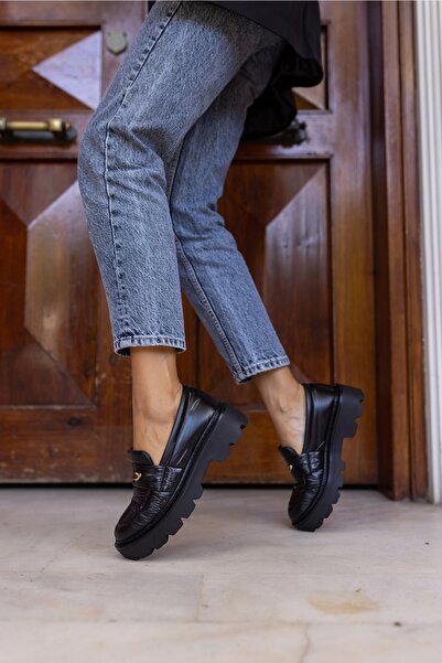 ANGELİNA JONES Crespo Kadin Siyah Toka Detay Paraşüt Loafer Ayakkabı