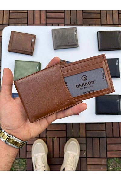 DERKON Noyi Genuine Leather Tan Wallet with Internal Removal