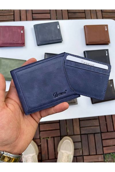 DERKON Noyi Vintage Leather Dark Blue Wallet