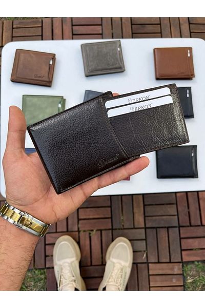 DERKON Noyi Genuine Leather Brown Wallet with Internal Removal