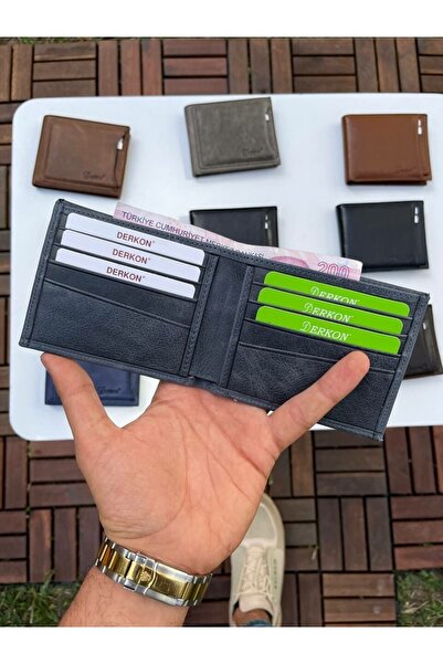 DERKON Noyi Vintage Leather Ice Blue Wallet with Internal Removal