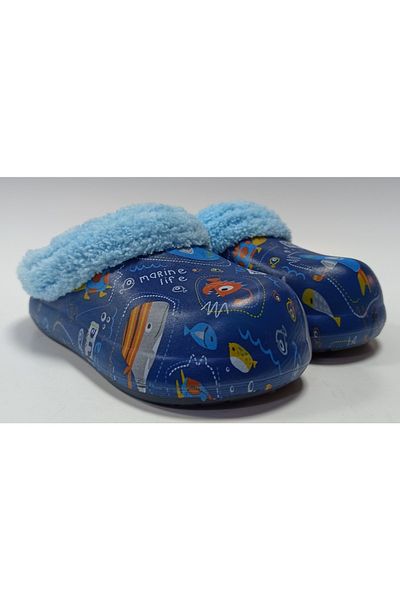 GEZER Γούνα εσωτερικά και Eva Boys Outside Home School and Street Slippers Blue