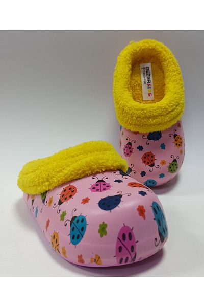GEZER Γούνα Εσωτερικά και Εξωτερικά Eva Girl's Home School and Street Slippers Pink