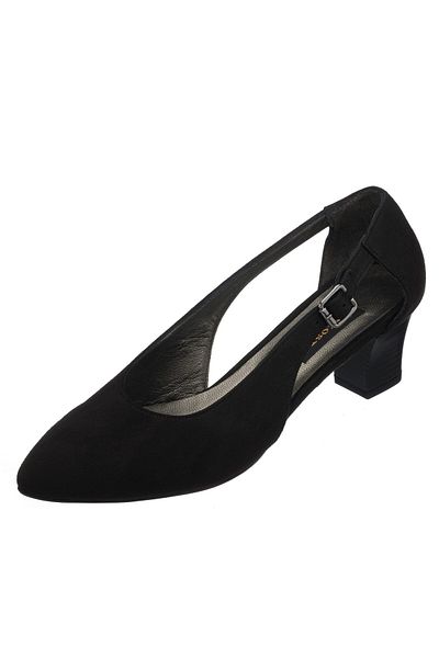 İriadam Ltf00121 Black Suede Low Heel Comfortable Wide Fit Special Series Large Size Heeled Shoes