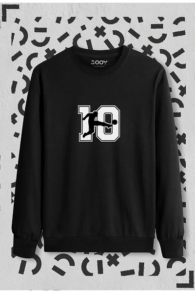 Jooy Company Football Player Number 10 Printed Crew Neck Sweatshirt